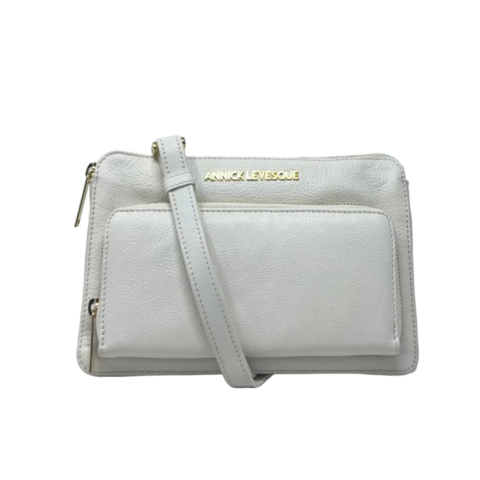 Petit Sac à Main Portefeuille en Cuir Véritable Blanc, Carmen