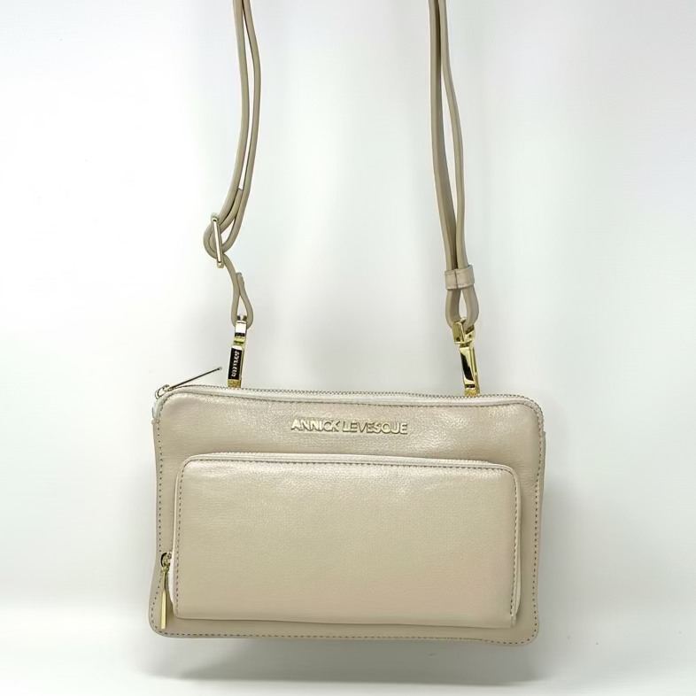 Petit Sac Bandoulière Portefeuille Cuir Champagne, Carmen