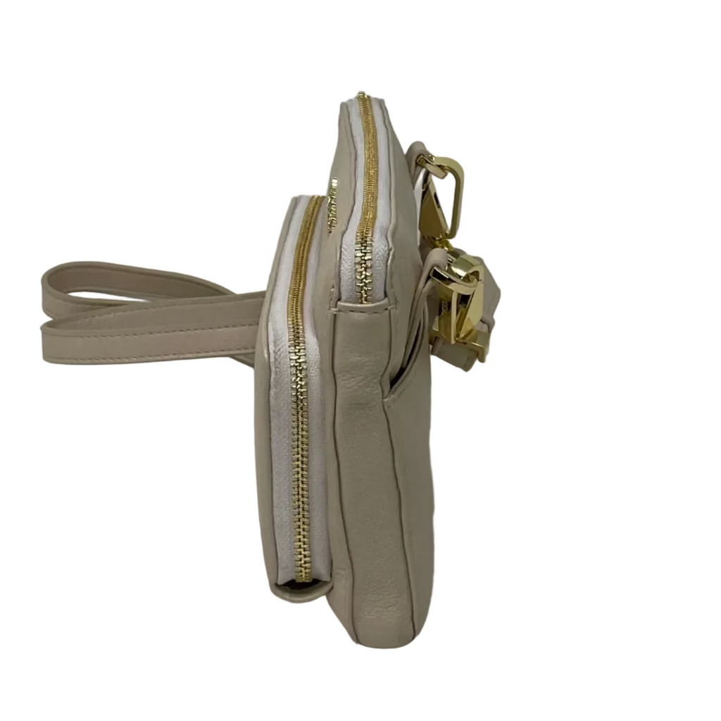 Petit Sac Bandoulière Portefeuille Cuir Champagne, Carmen