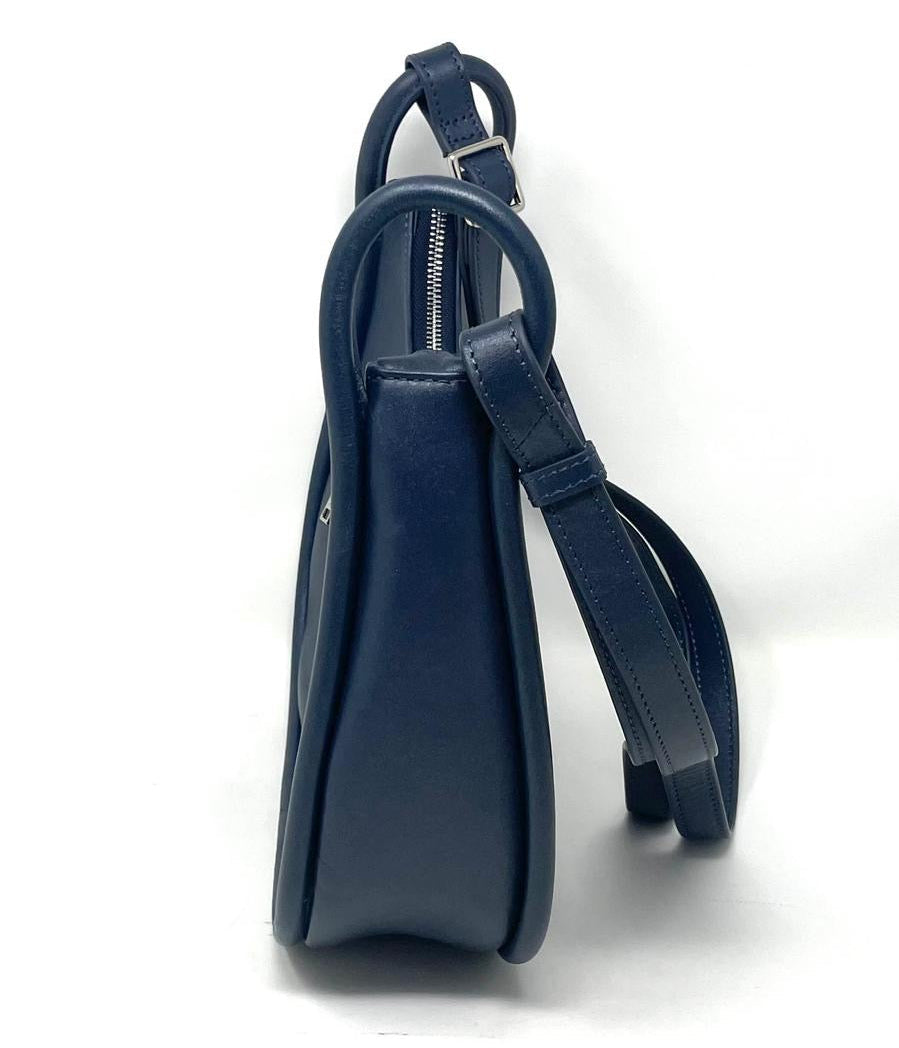 Petit sac à bandoulière en cuir bleu marine | Sabrina