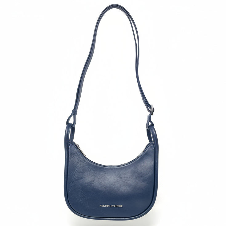 Petit sac à bandoulière en cuir bleu marine | Sabrina