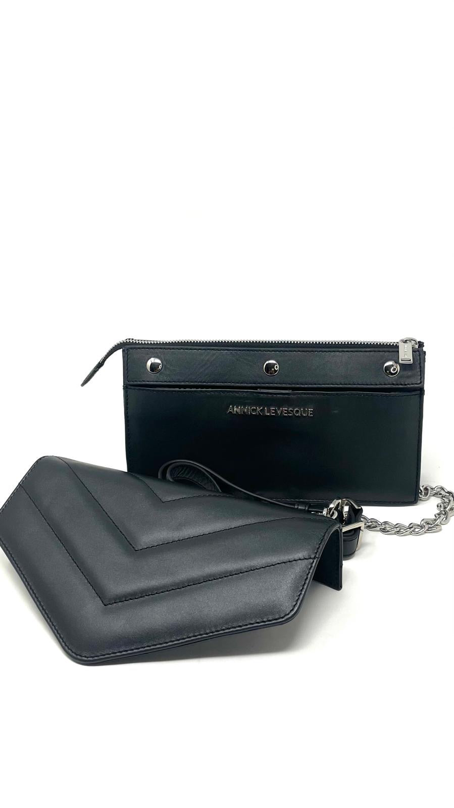 Sac à main en cuir noir | Sandrine