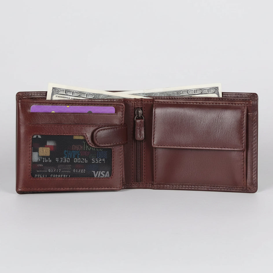 MET Men’s Bi-Fold Flip Coin Wallet