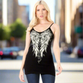 Women's Rhinestone Angel Wing Tank Top