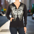 Women's Rhinestone Skull Wing Hoodie