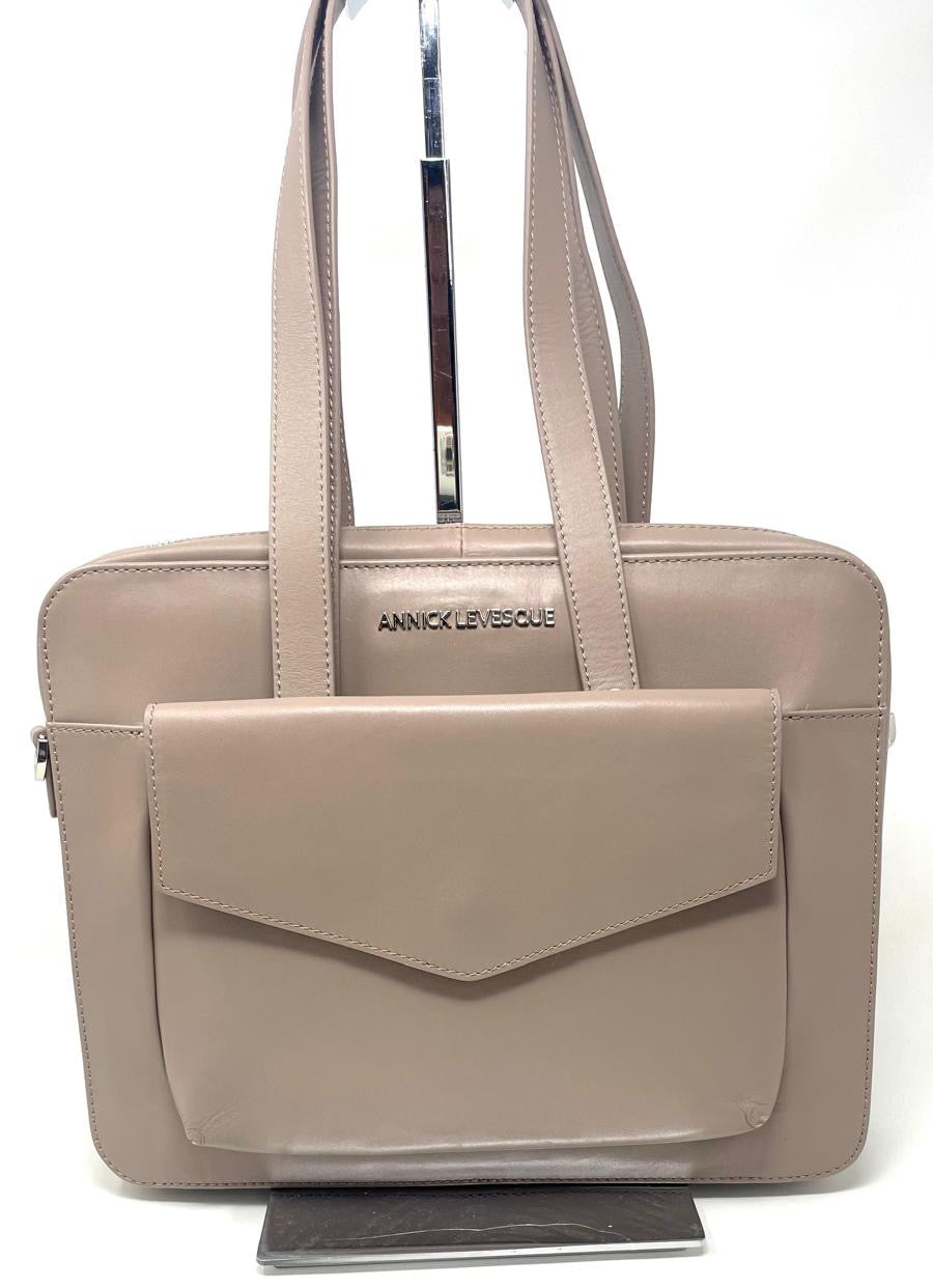 Sac de travail en Cuir Taupe - Sofia