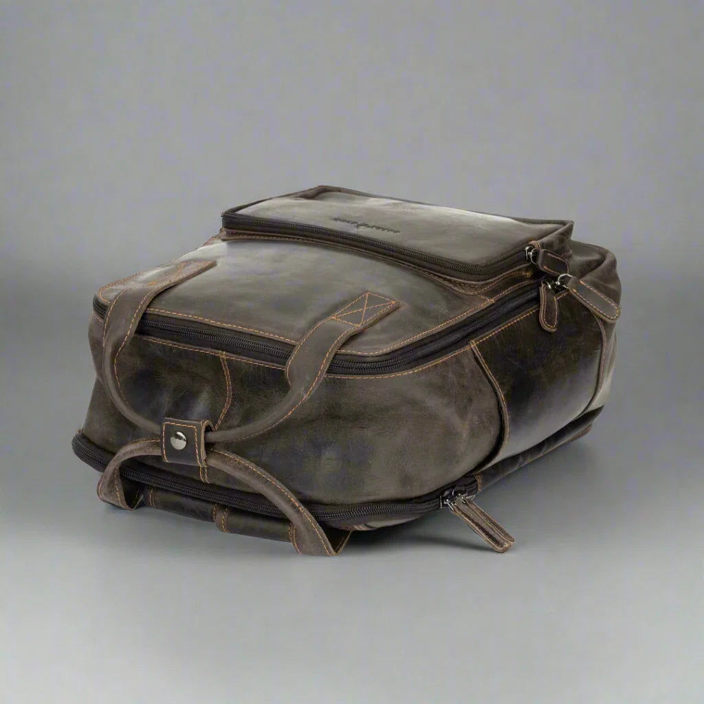 Greenwood Leather Backpack with Reinforced Laptop and Tablet Compartments
