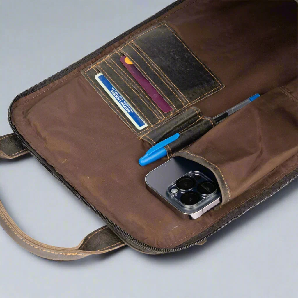 Greenwood Leather Backpack with Reinforced Laptop and Tablet Compartments