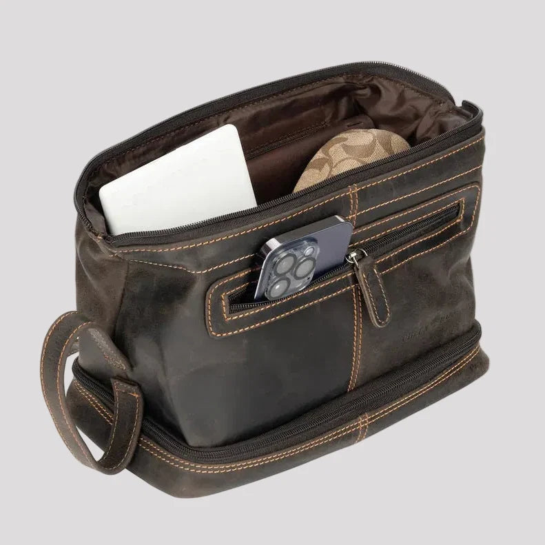 Greenwood Leather Travel Toiletry Bag