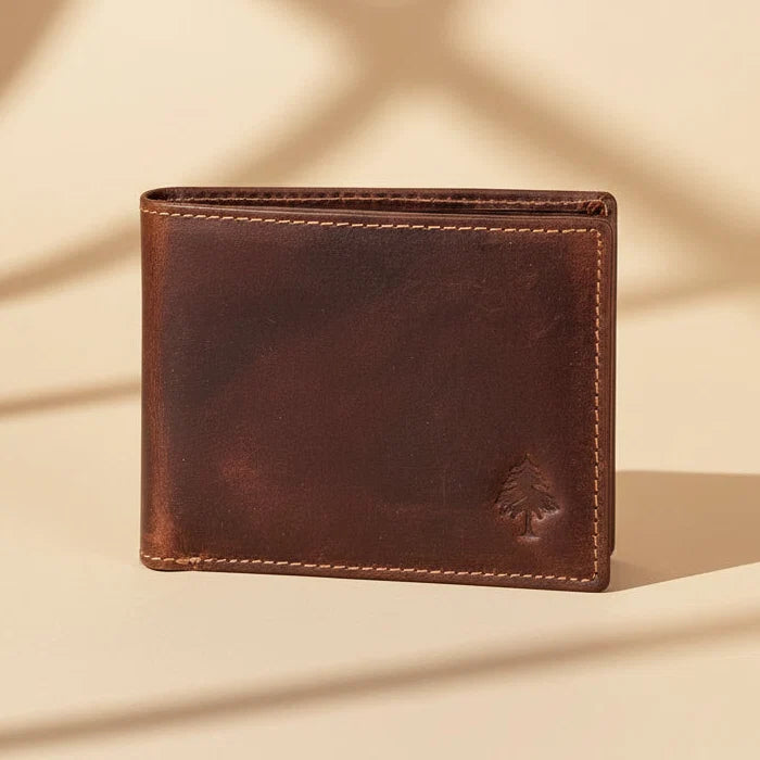 Greenwood Men's Leather Bifold Wallet. Premium RFID Protection Wallet with Flip Compartment
