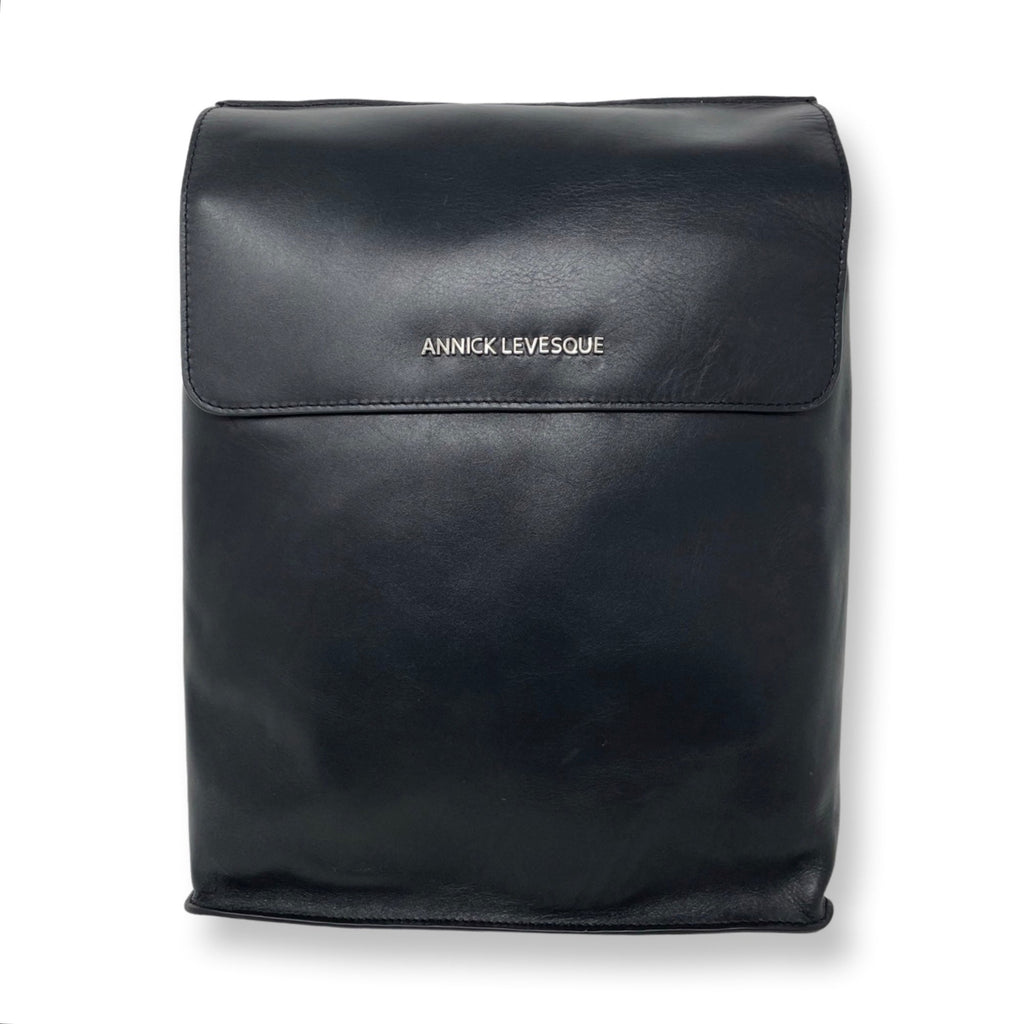 Sac à dos en cuir véritable noir, Antoinette
