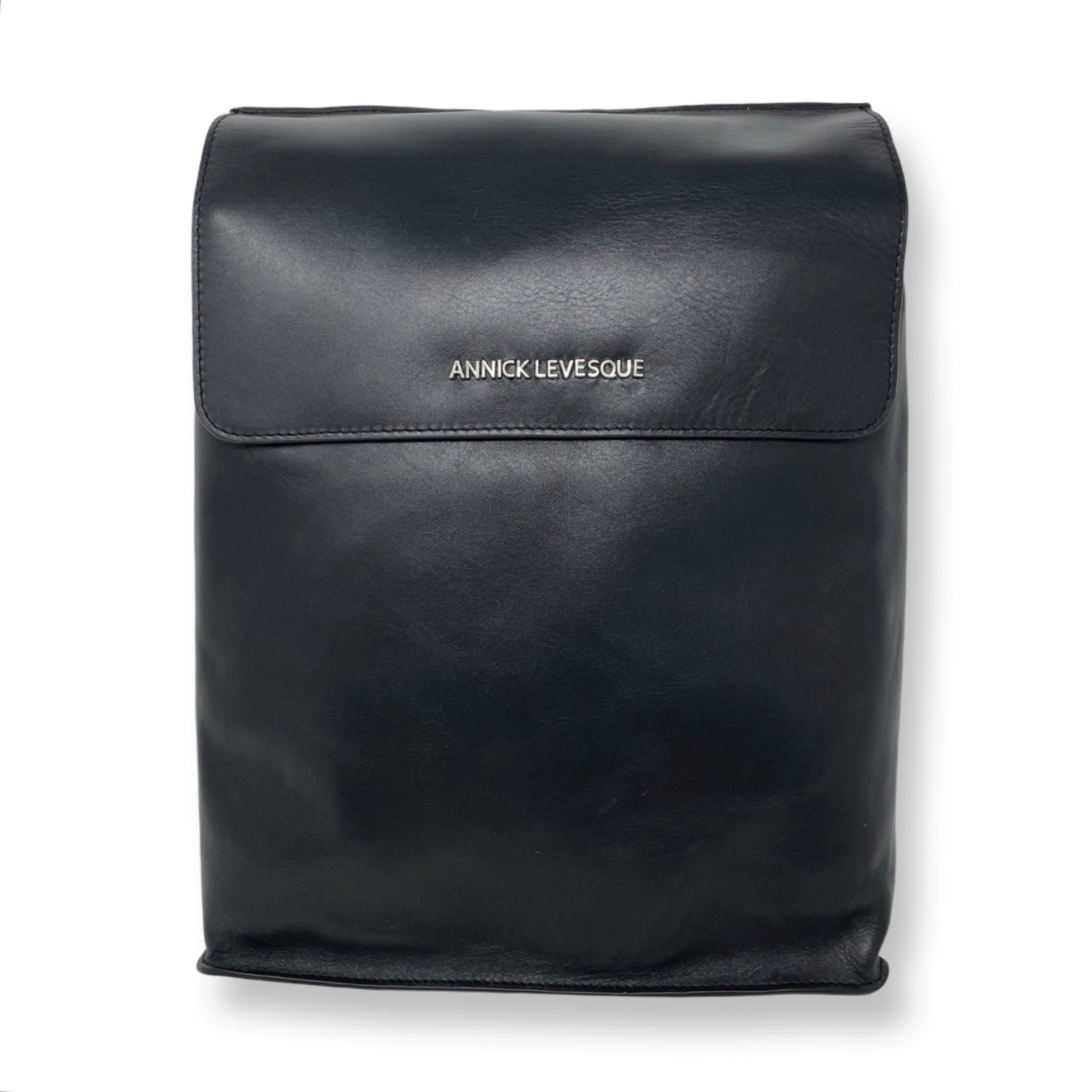 Sac à dos en cuir véritable noir, Antoinette