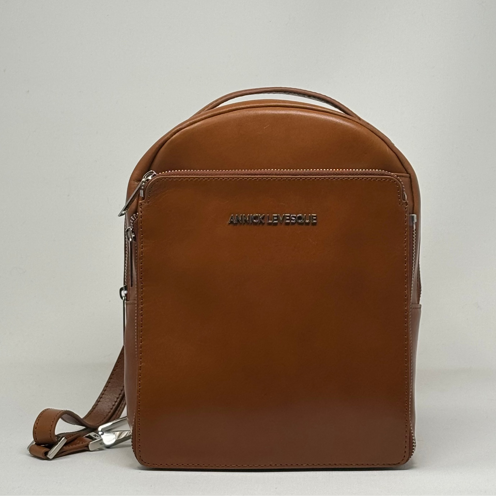 Sac à dos en Cuir Véritable Alice, Cognac