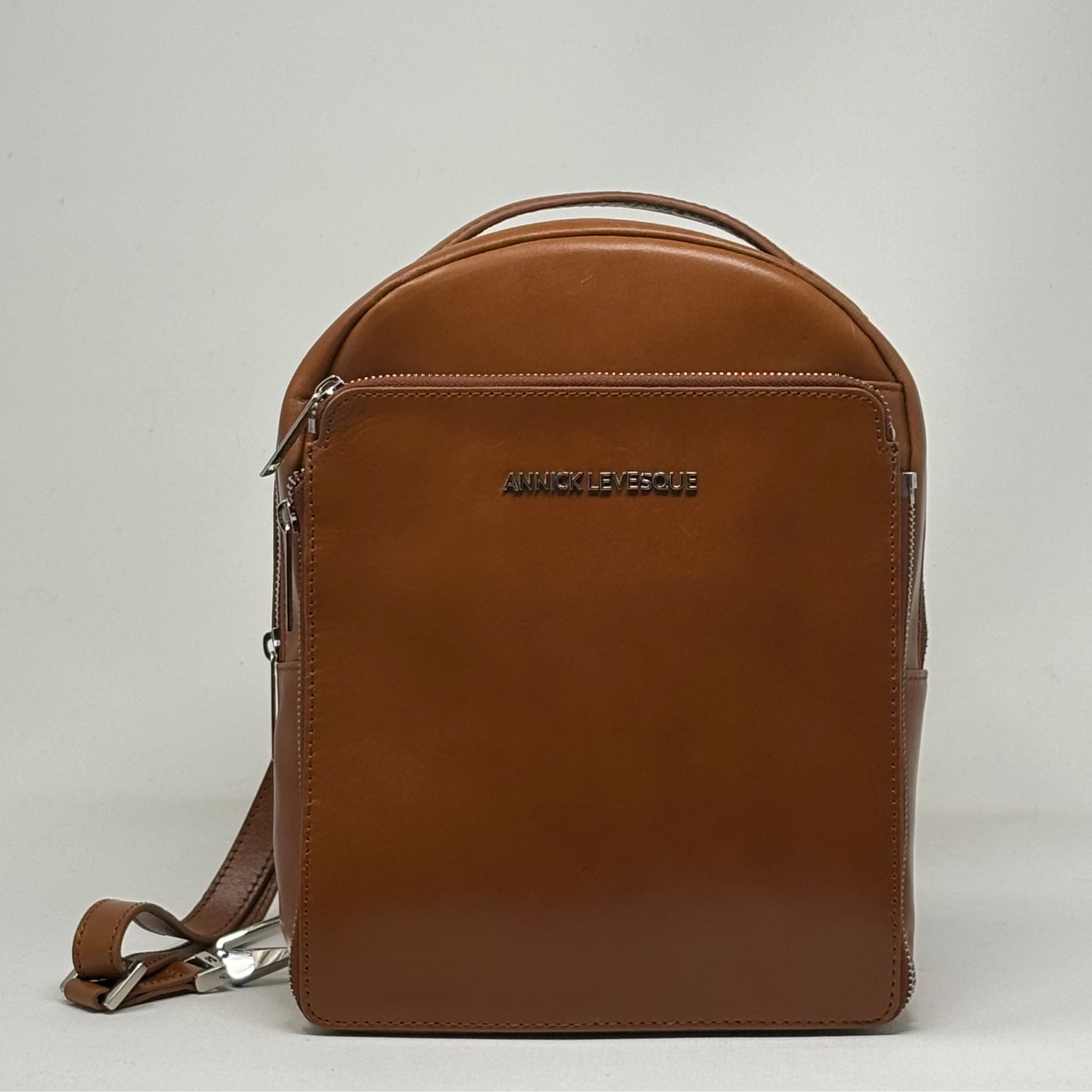 Sac à dos en Cuir Véritable Alice, Cognac