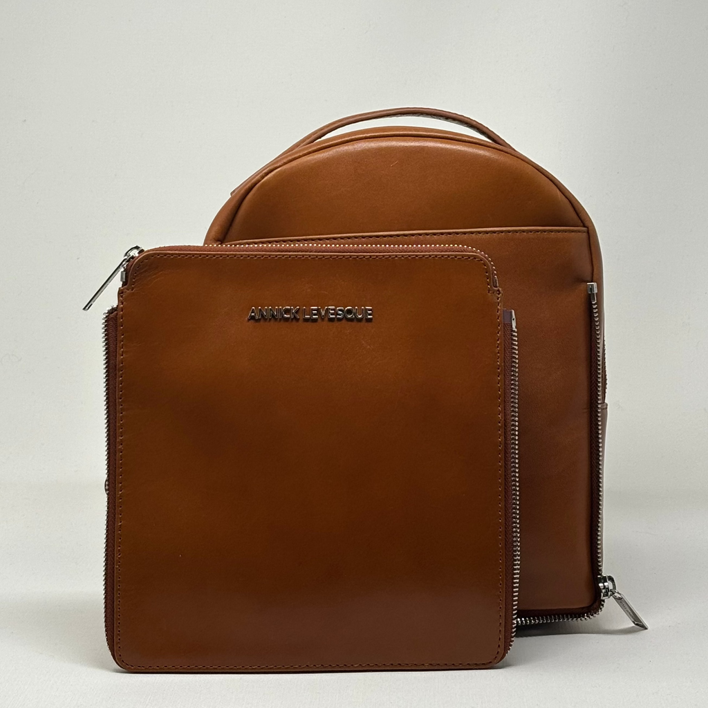 Sac à dos en Cuir Véritable Alice, Cognac