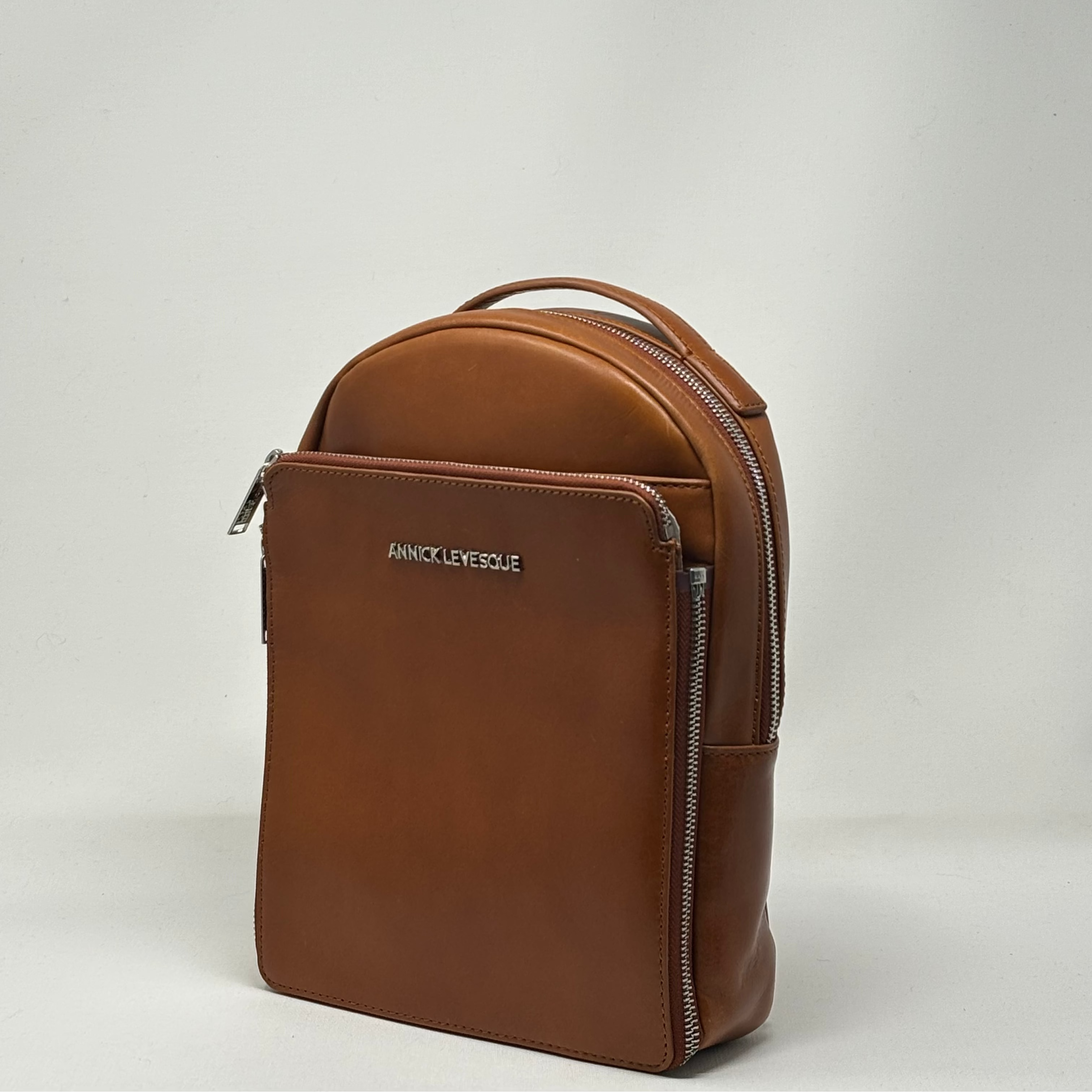 Sac à dos en Cuir Véritable Alice, Cognac