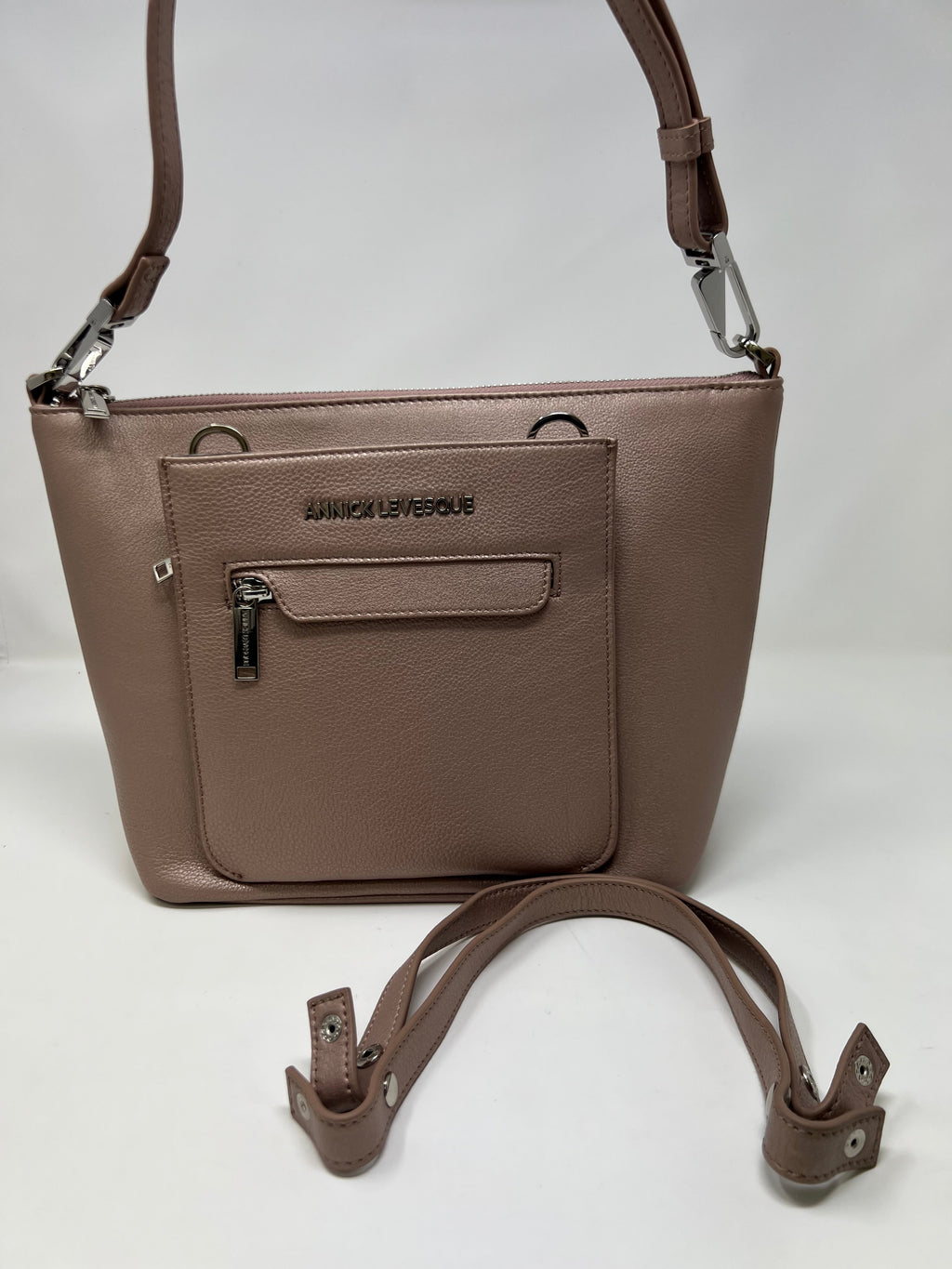 Sac à main en cuir rose platine | Lina