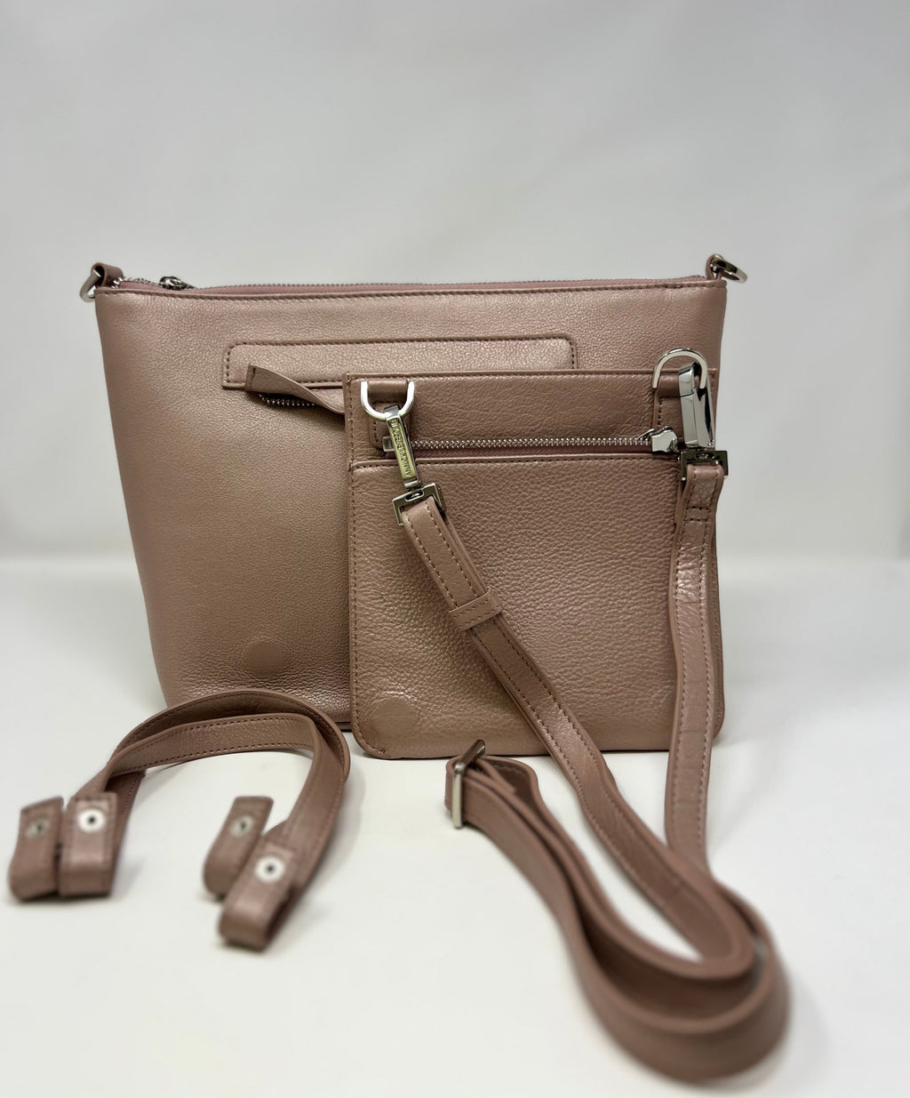 Sac à main en cuir rose platine | Lina