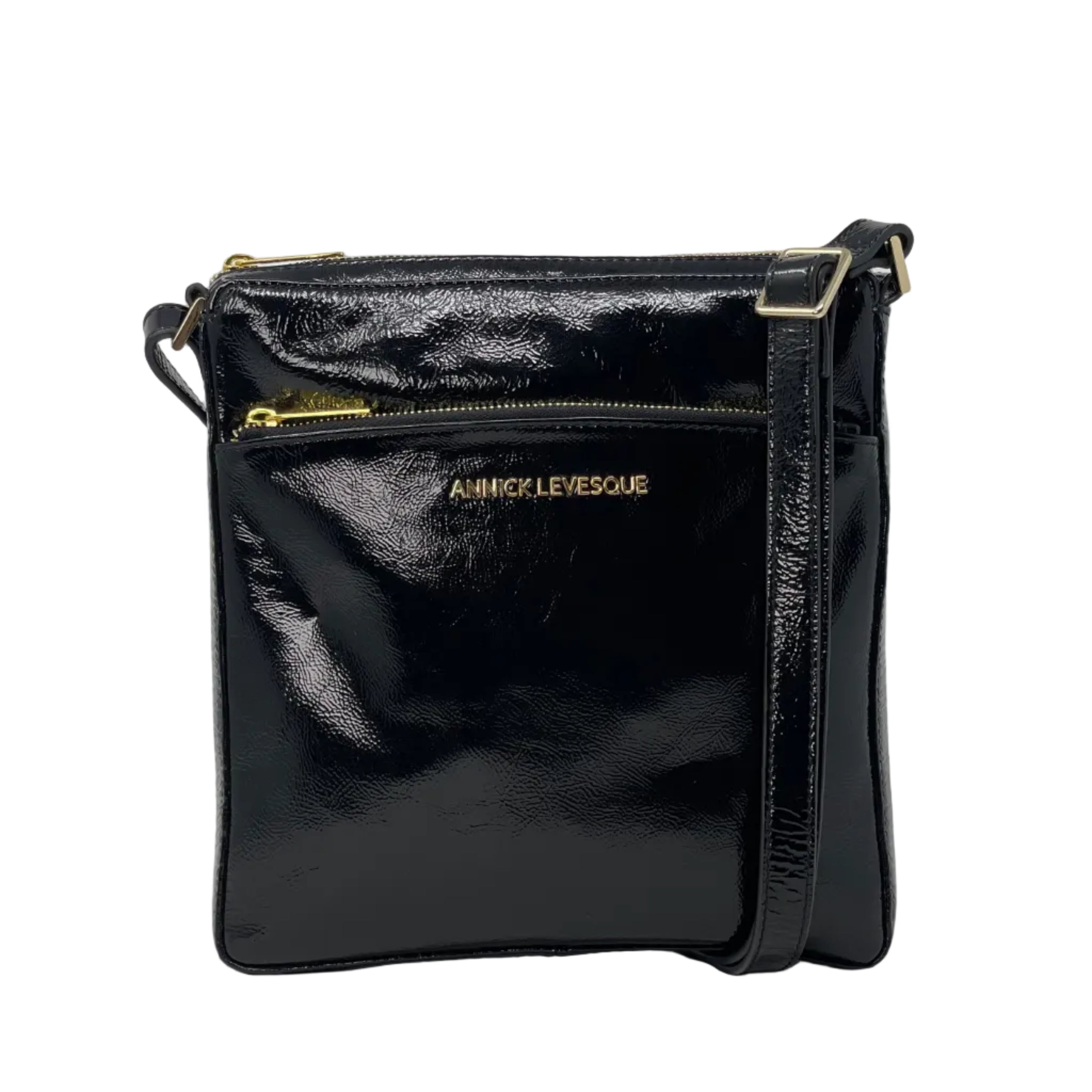 Sac à Bandoulière en cuir Noir vernis | Gisèle