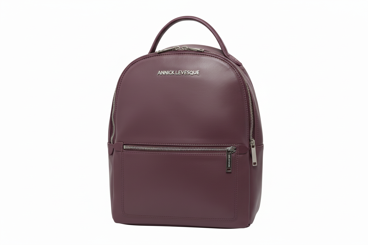 Sac à dos en Cuir Aubergine, Eve