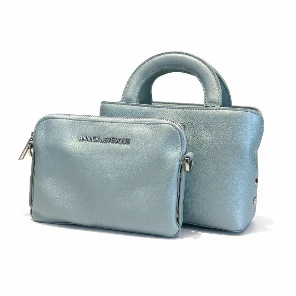 Sac à main en cuir, deux en un, Bleu céleste | Clarence