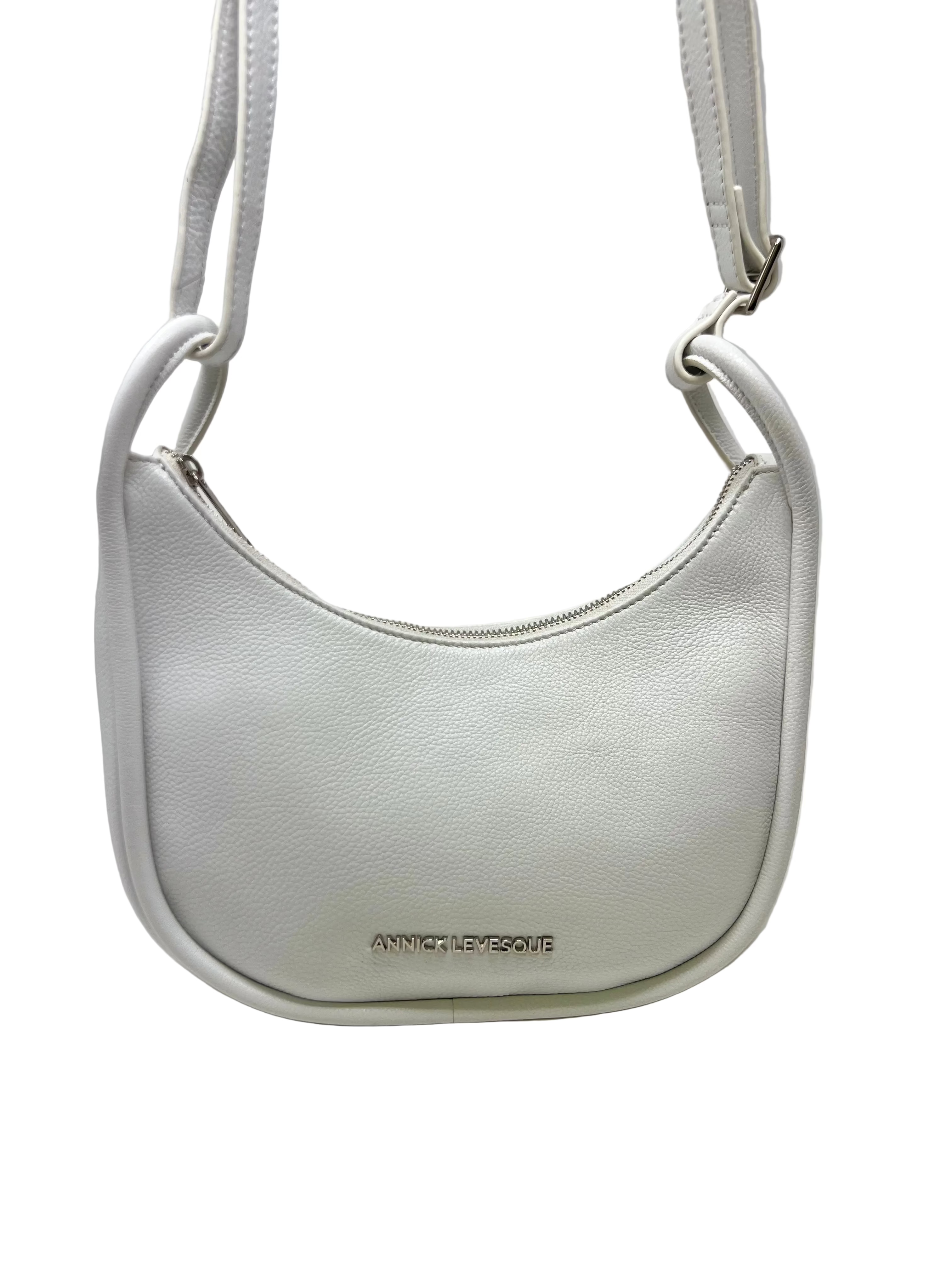 Petit sac à bandoulière en cuir blanc, Sabrina