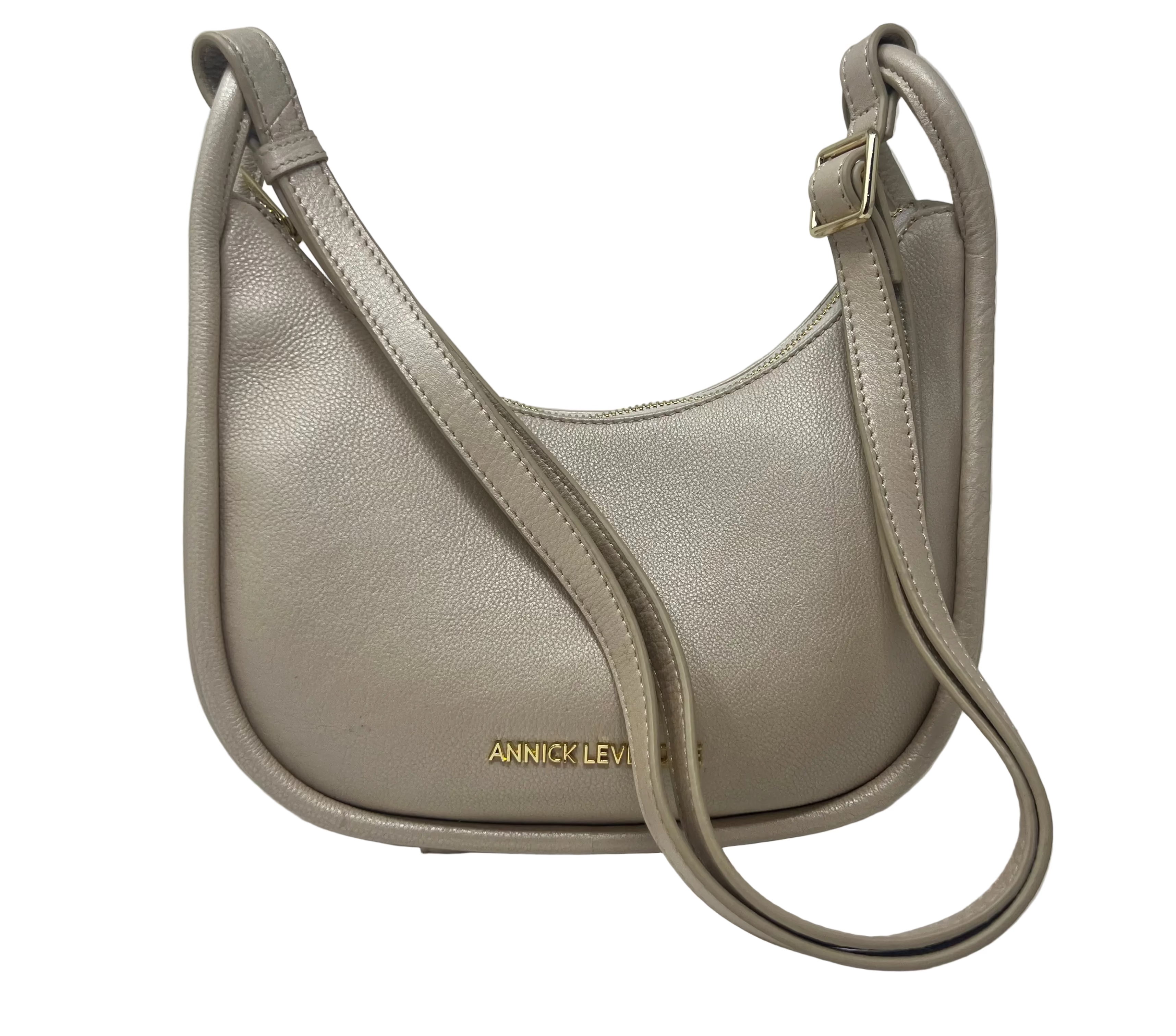 Petit Sac à Bandoulière en Cuir Champagne | Sabrina