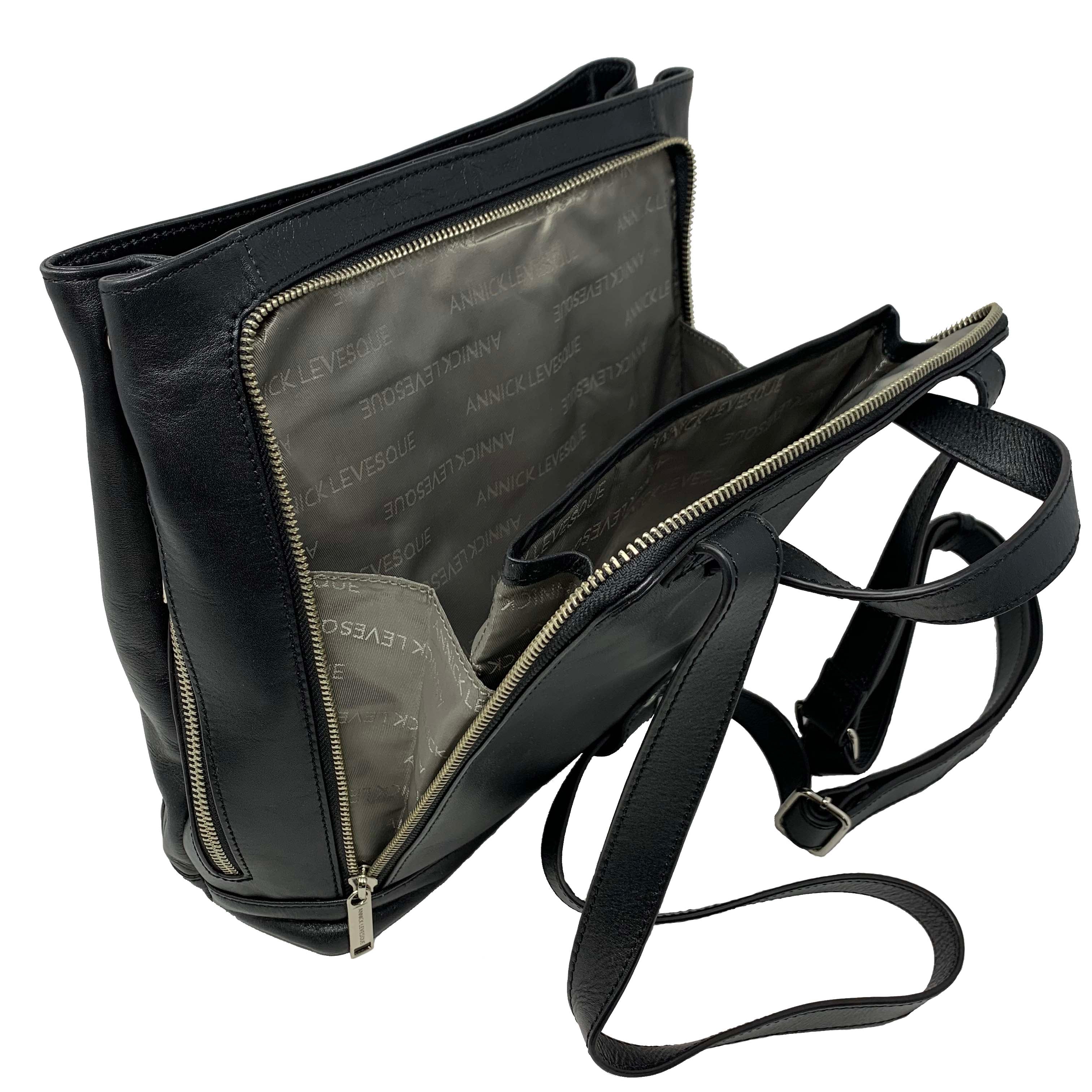 Sac à dos en cuir Antivol noir | Lore
