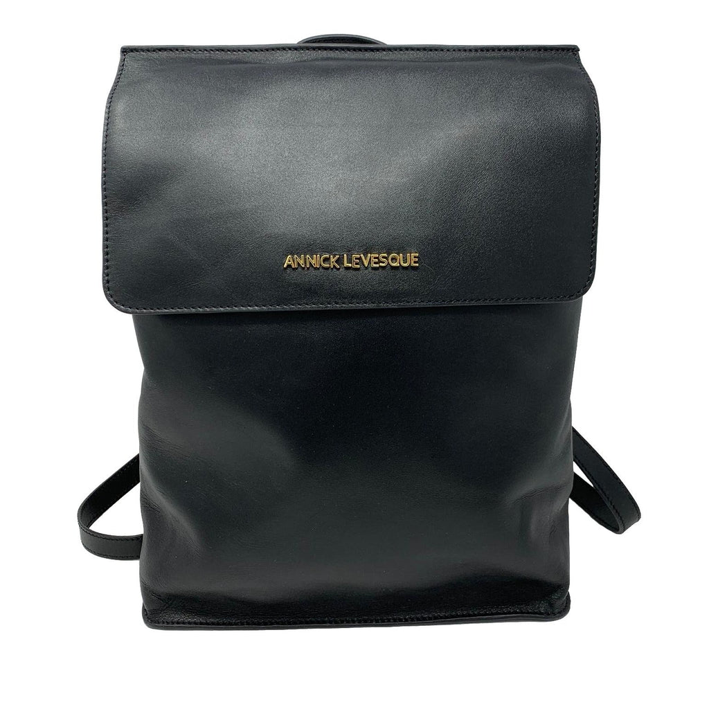 Sac à dos en cuir véritable noir, Antoinette