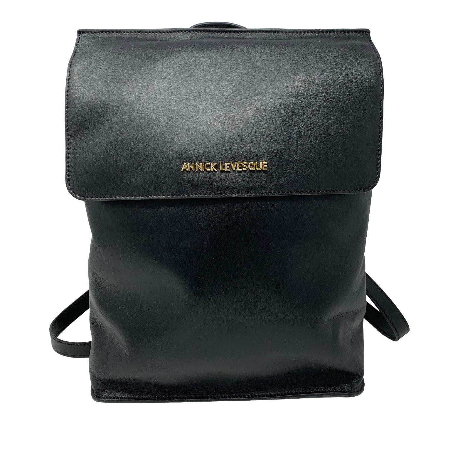 Sac à dos en cuir véritable noir, Antoinette