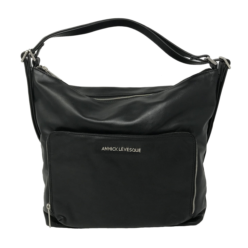 Sac à main en Cuir véritable Transformable Noir - Alexandra