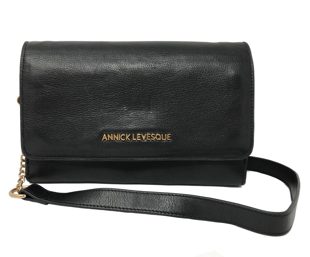 Sac à main en cuir véritable noir avec noeud papillon | Scarlett - PRÉCOMMANDE