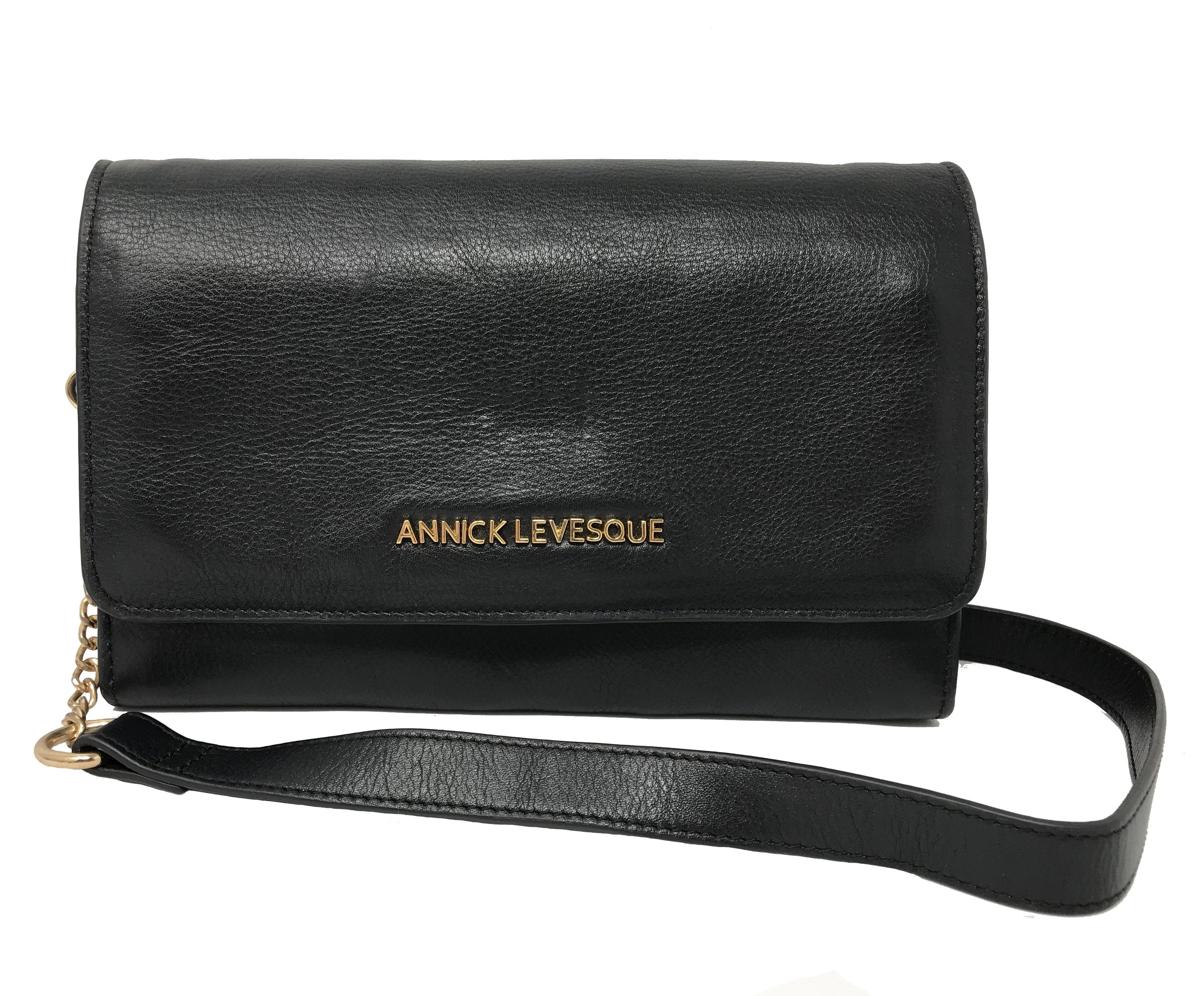Sac à main en cuir véritable noir avec noeud papillon | Scarlett - PRÉCOMMANDE