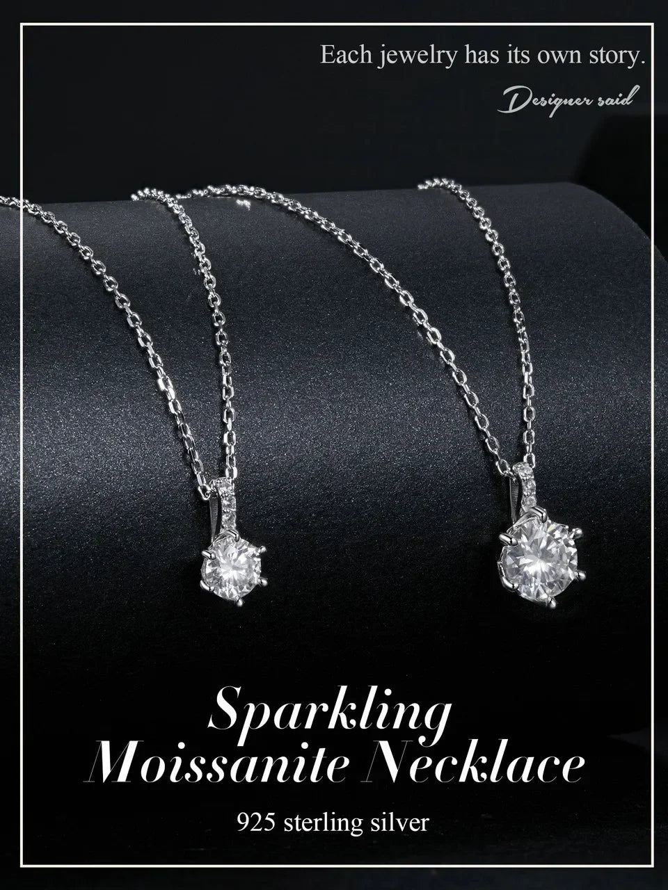 Glamorous Gem 1ct Moissanite Sterling Silver Pendant Necklace