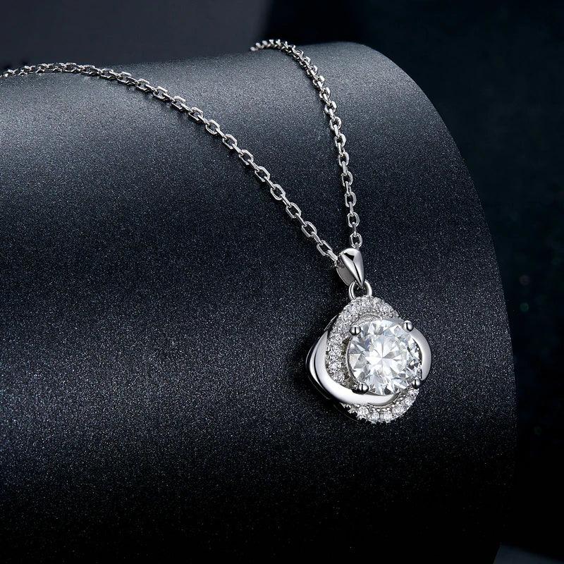Lucky Clover 1ct Moissanite Sterling Silver Pendant Necklace