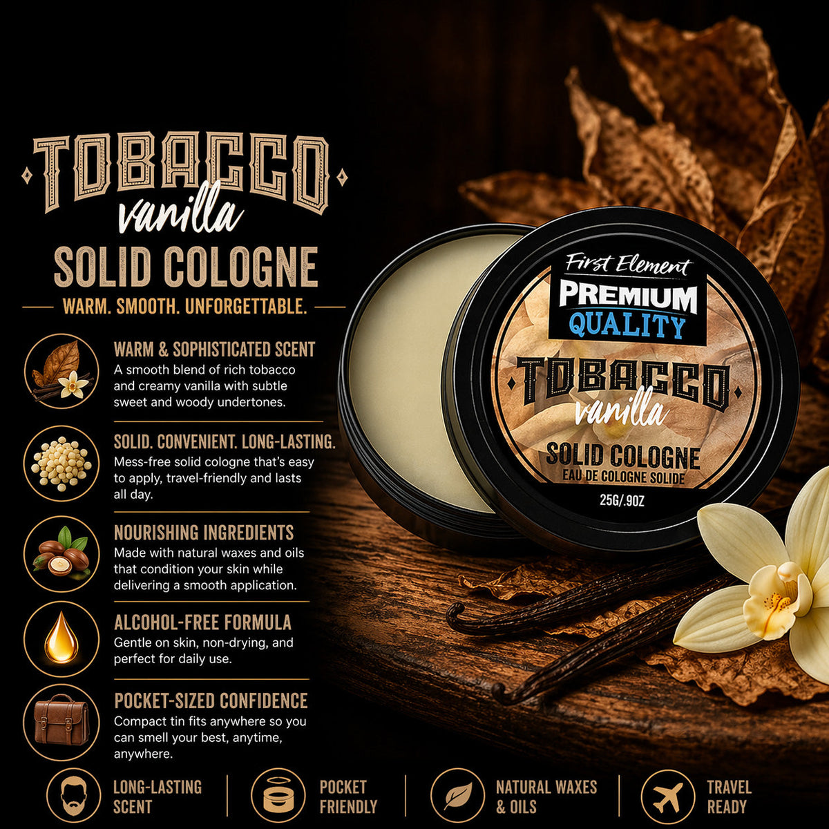 Solid Cologne - Vanilla Tobacco
