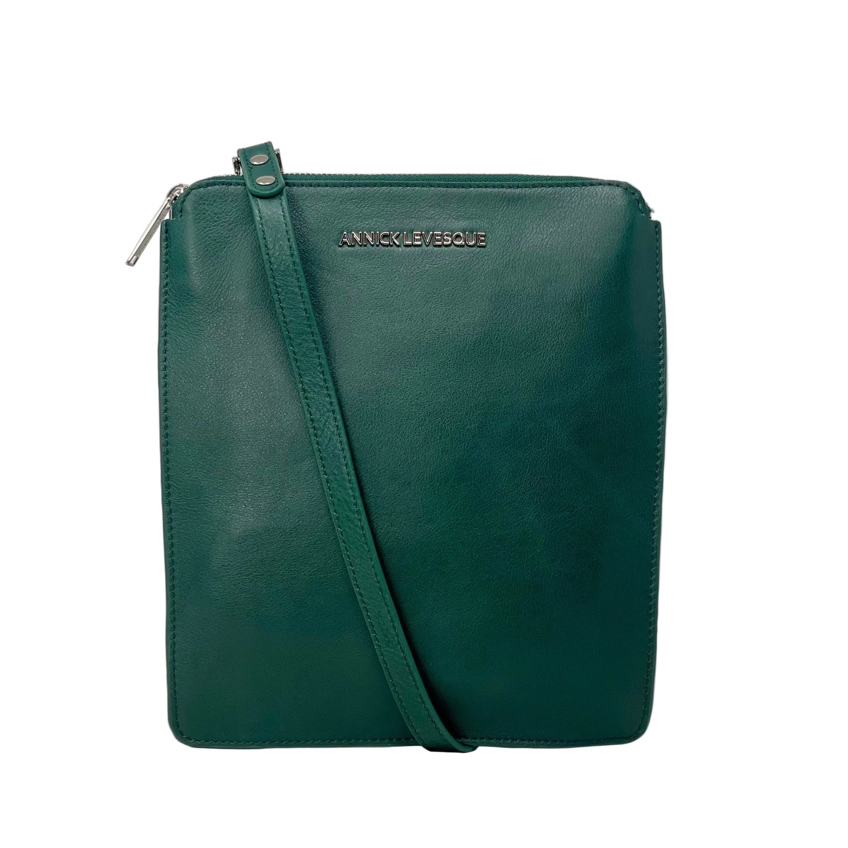 Petit Sac bandoulière en Cuir vert foncé - Stella