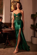 STRAPLESS SATIN CORSET DRESS