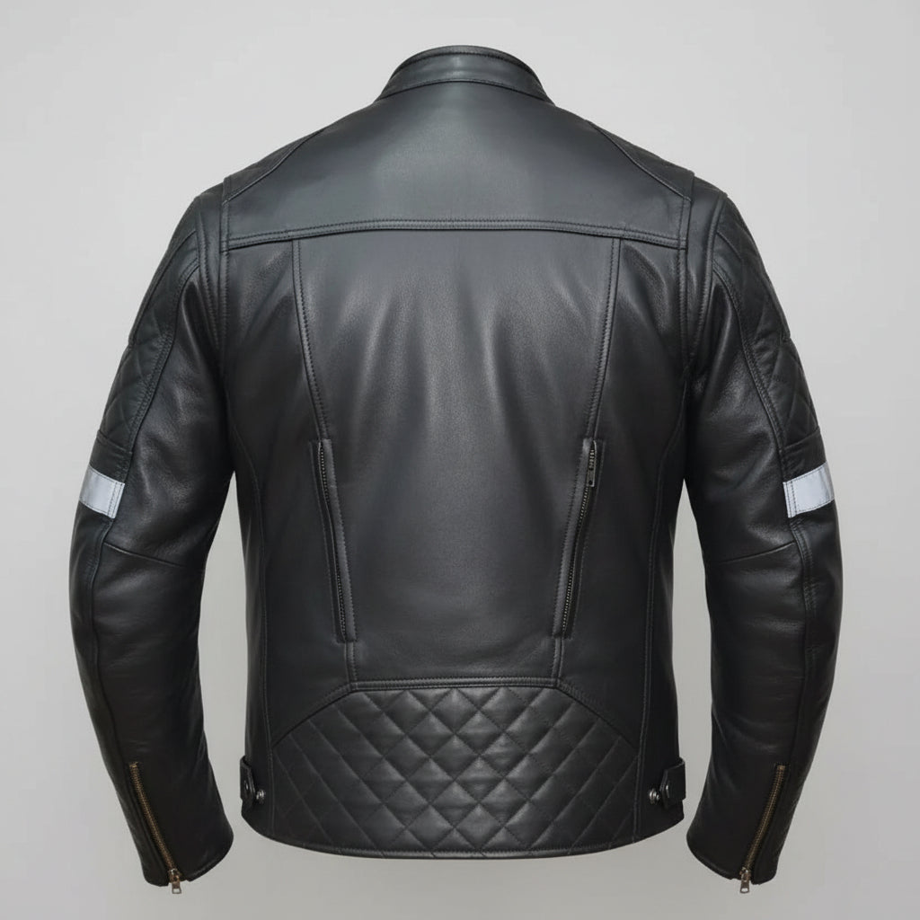Unik International Men's Reflective Stripe Motorcycle Jacket