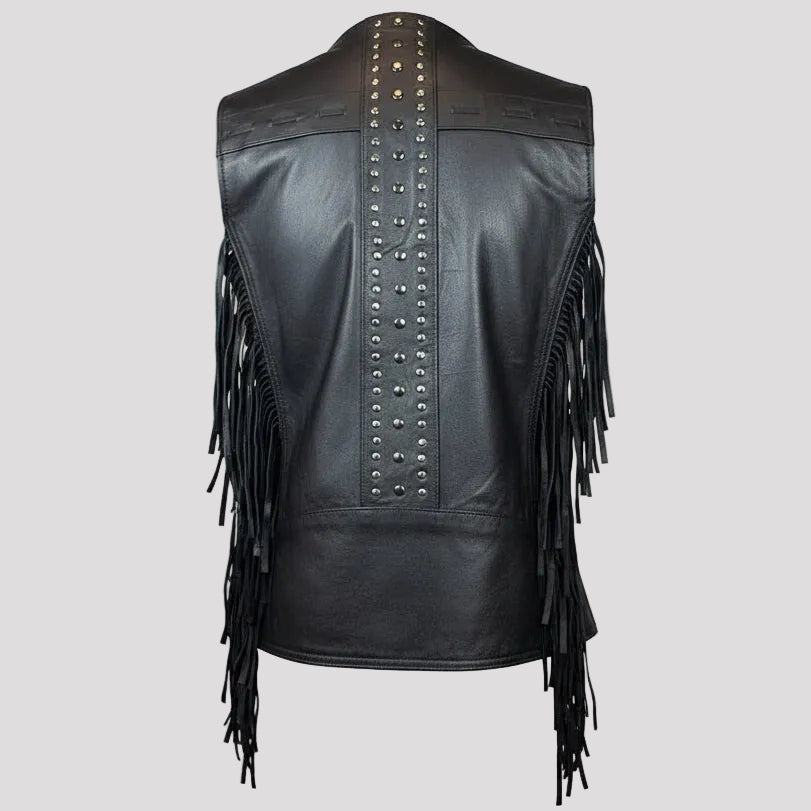 Unik International Women's Studded Fringe Vest