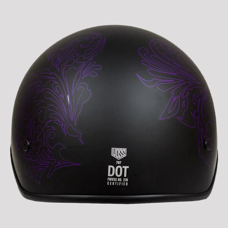 VOSS 707FRP Purple Paisley Half Helmet with Peak