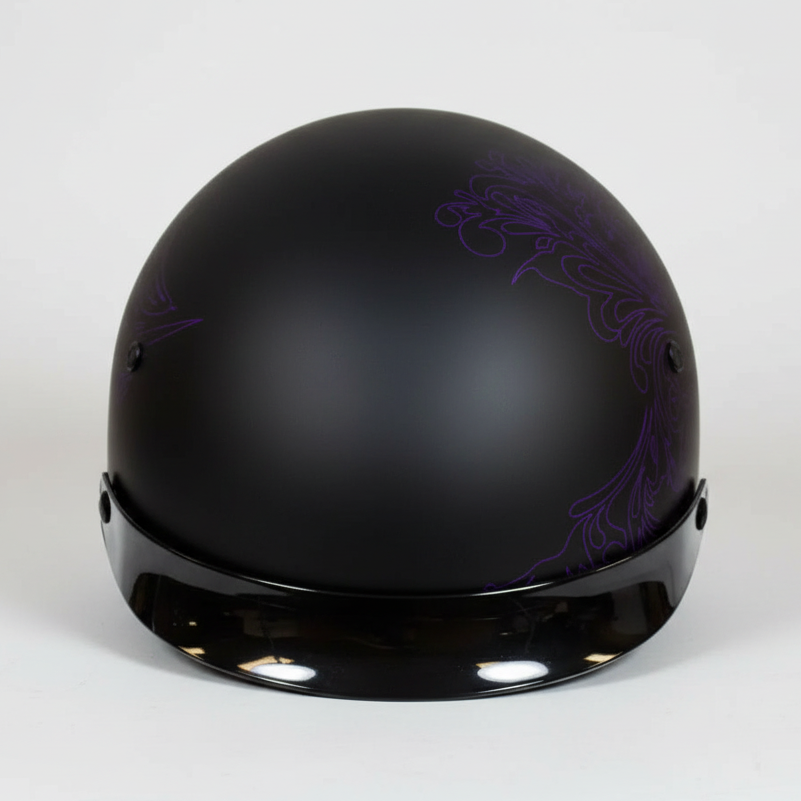 VOSS 707FRP Purple Paisley Half Helmet with Peak