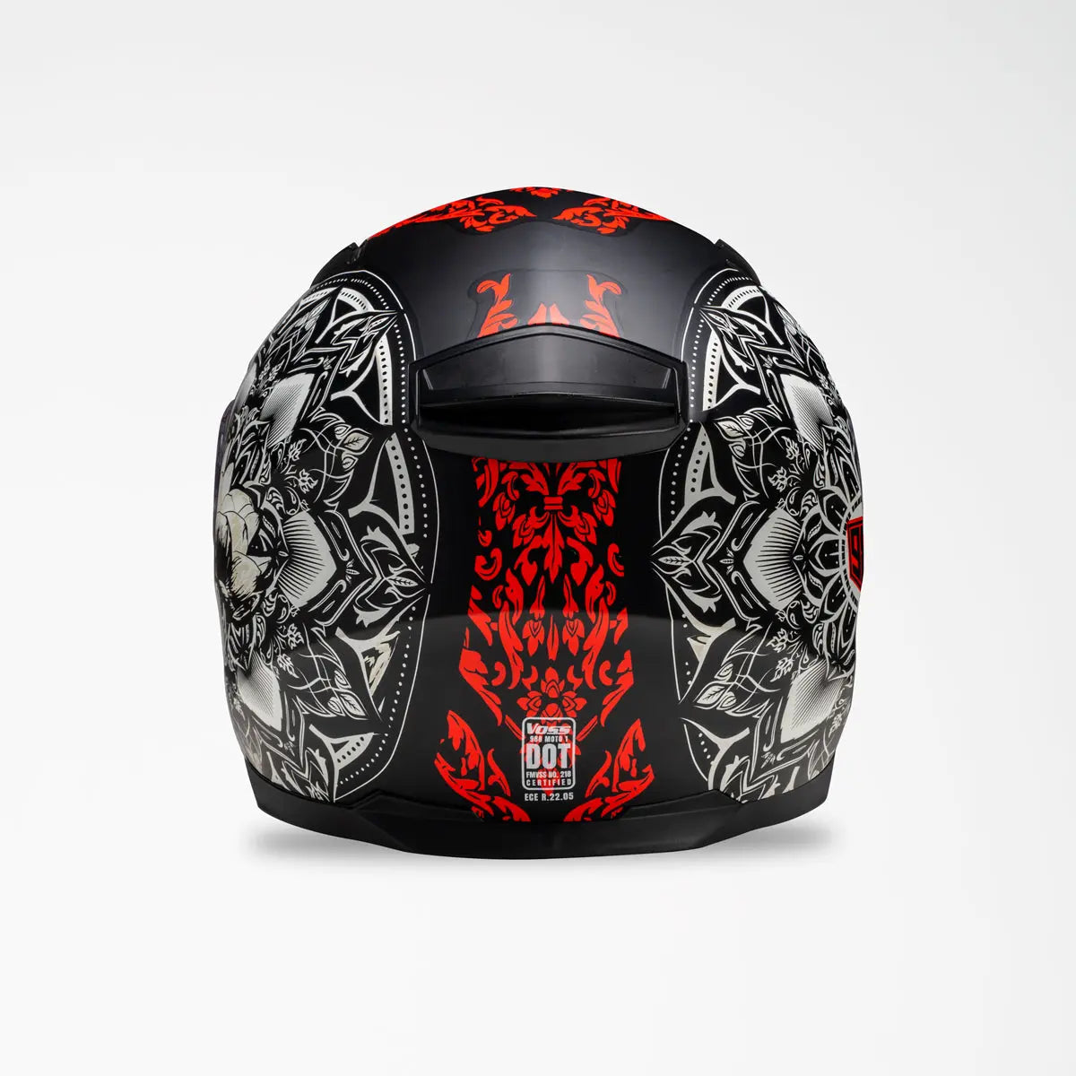 VOSS 988 Moto-1 Red Mandala Full Face Matte Motorcycle Helmet