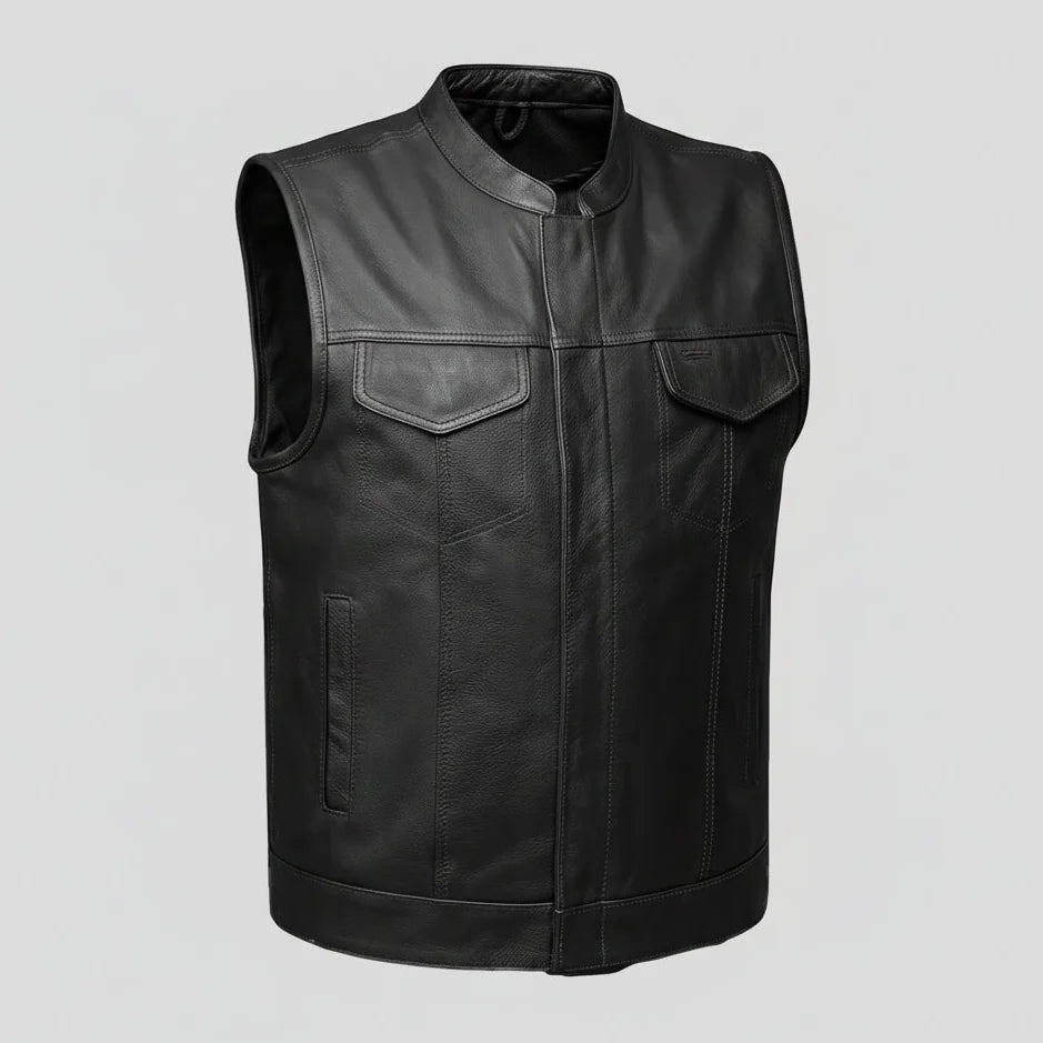 Open Road Men's Leather Club Vest | Premium Cowhide Motorcycle Vest