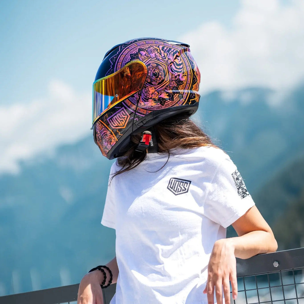 Voss 580 Conquest Neon Mandala Modular Gloss Motorcycle Helmet