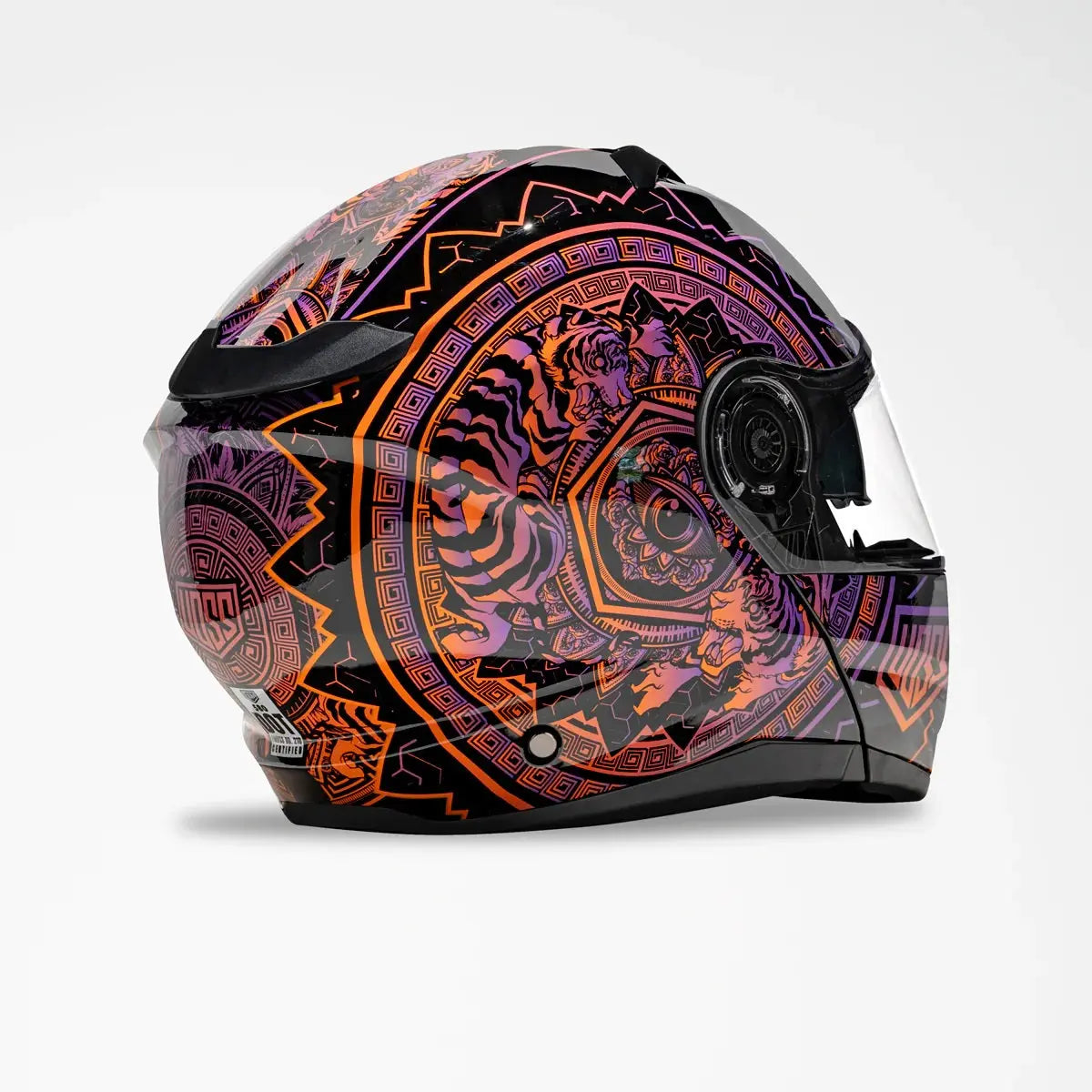 Voss 580 Conquest Neon Mandala Modular Gloss Motorcycle Helmet