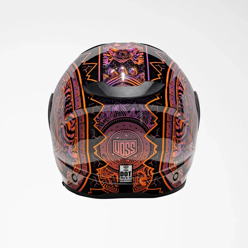 Voss 580 Conquest Neon Mandala Modular Gloss Motorcycle Helmet