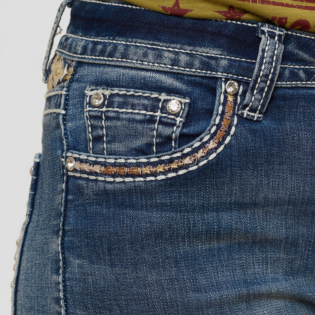 Westfield Eagle Women’s Embroidered Bootcut Jeans. Steerhead Bling Stretch Denim