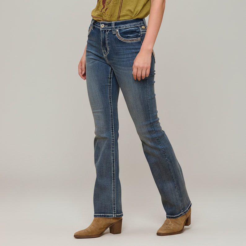 Westfield Eagle Women’s Embroidered Bootcut Jeans. Steerhead Bling Stretch Denim
