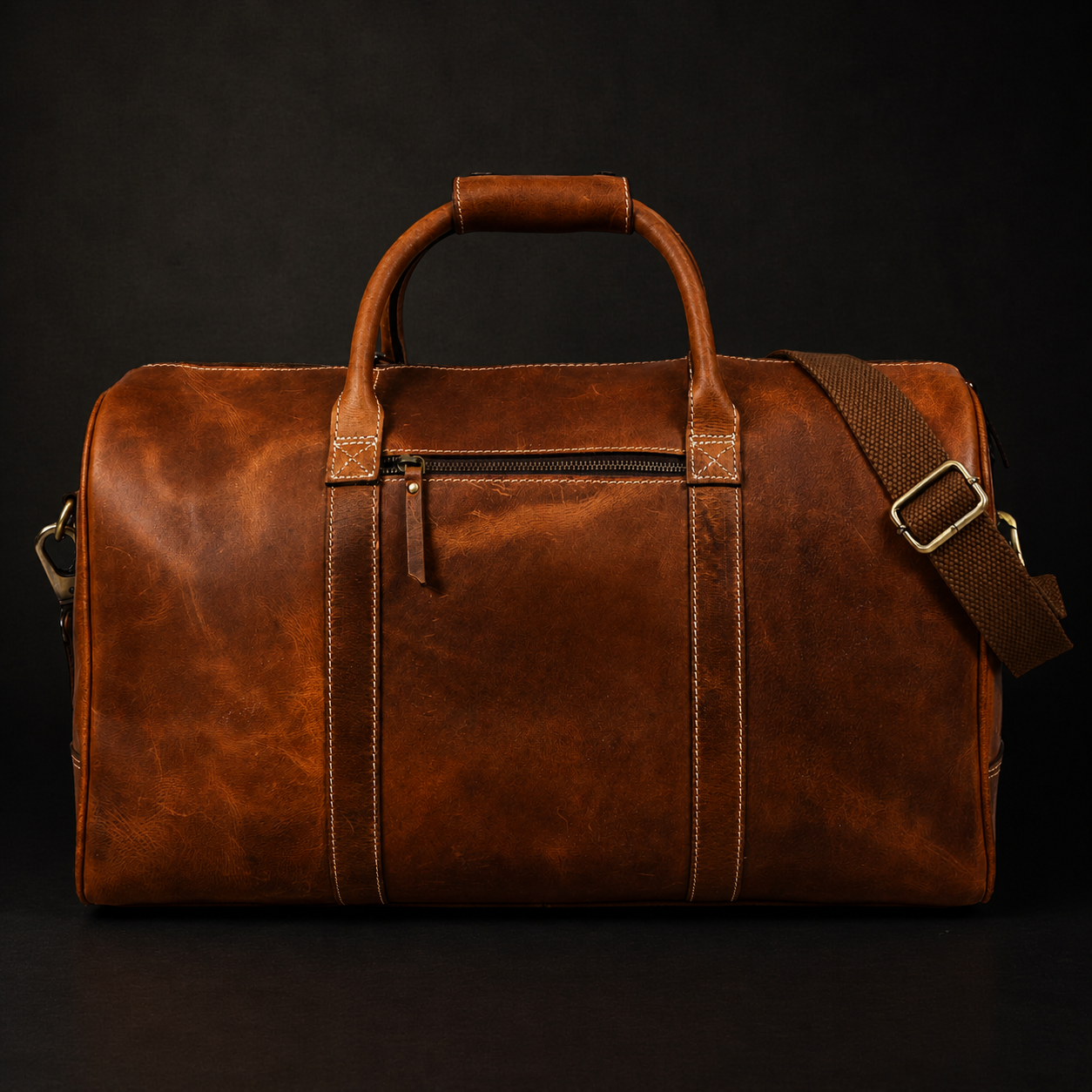 The Wayfarer Bag - Cognac Classic Full-Grain Leather Duffle Bag